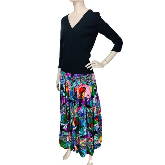 Vintage 90s Floral Tiered Ruffle Boho Gypsy Colorful Full Maxi Skirt India OSFA - Picture 4 of 10